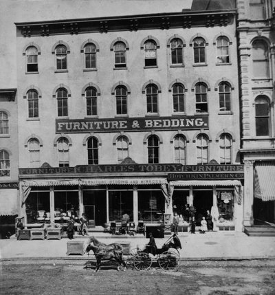 Charles Tobey Furniture and Bedding at 87-89-91 State Street, Chicago, c.1869 by American Photographer